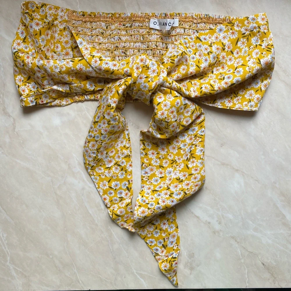 Two Piece Yellow Floral Skirt Set - Picture 5 of 7